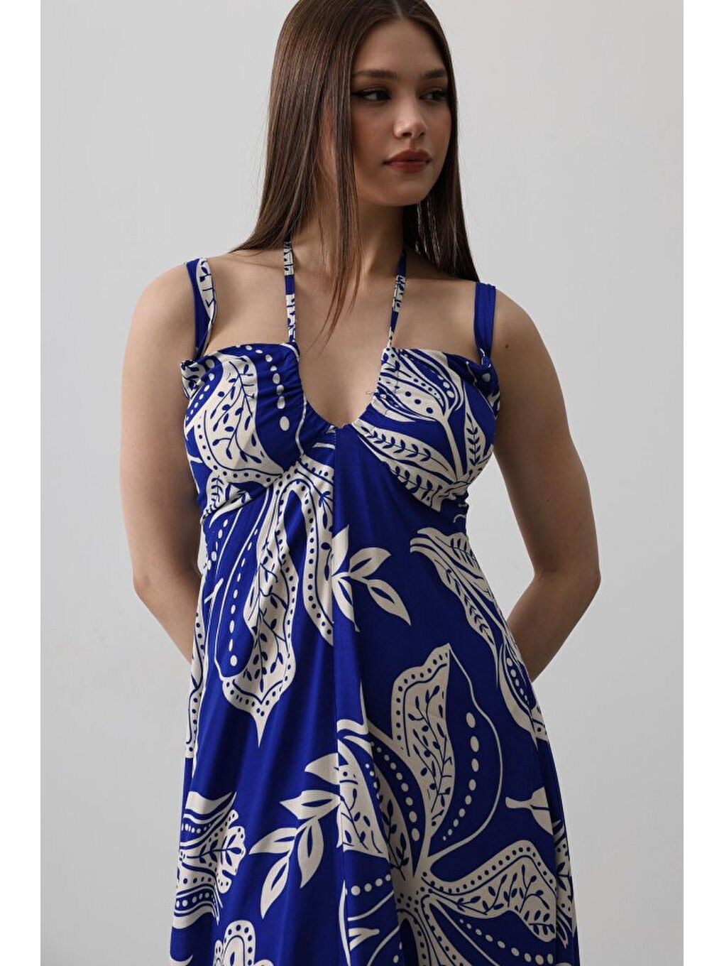 Mavi ASKILI VİSCON ELBİSE - Saks-3