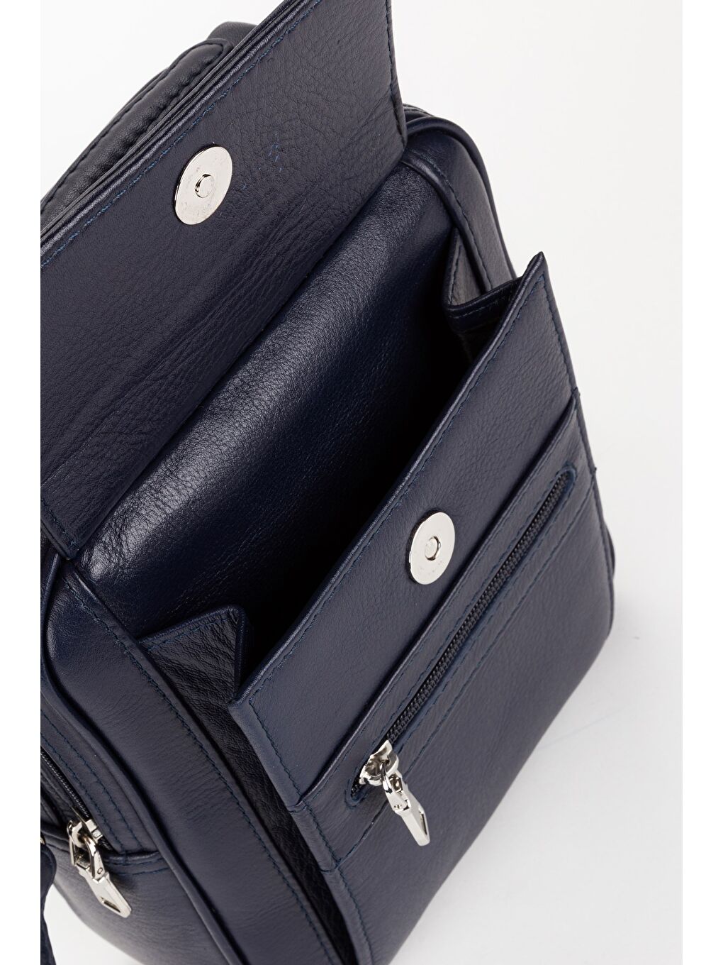 Lacivert %100 Hakiki Deri Erkek Orta Boy El ve Çapraz Omuz Çantası-5