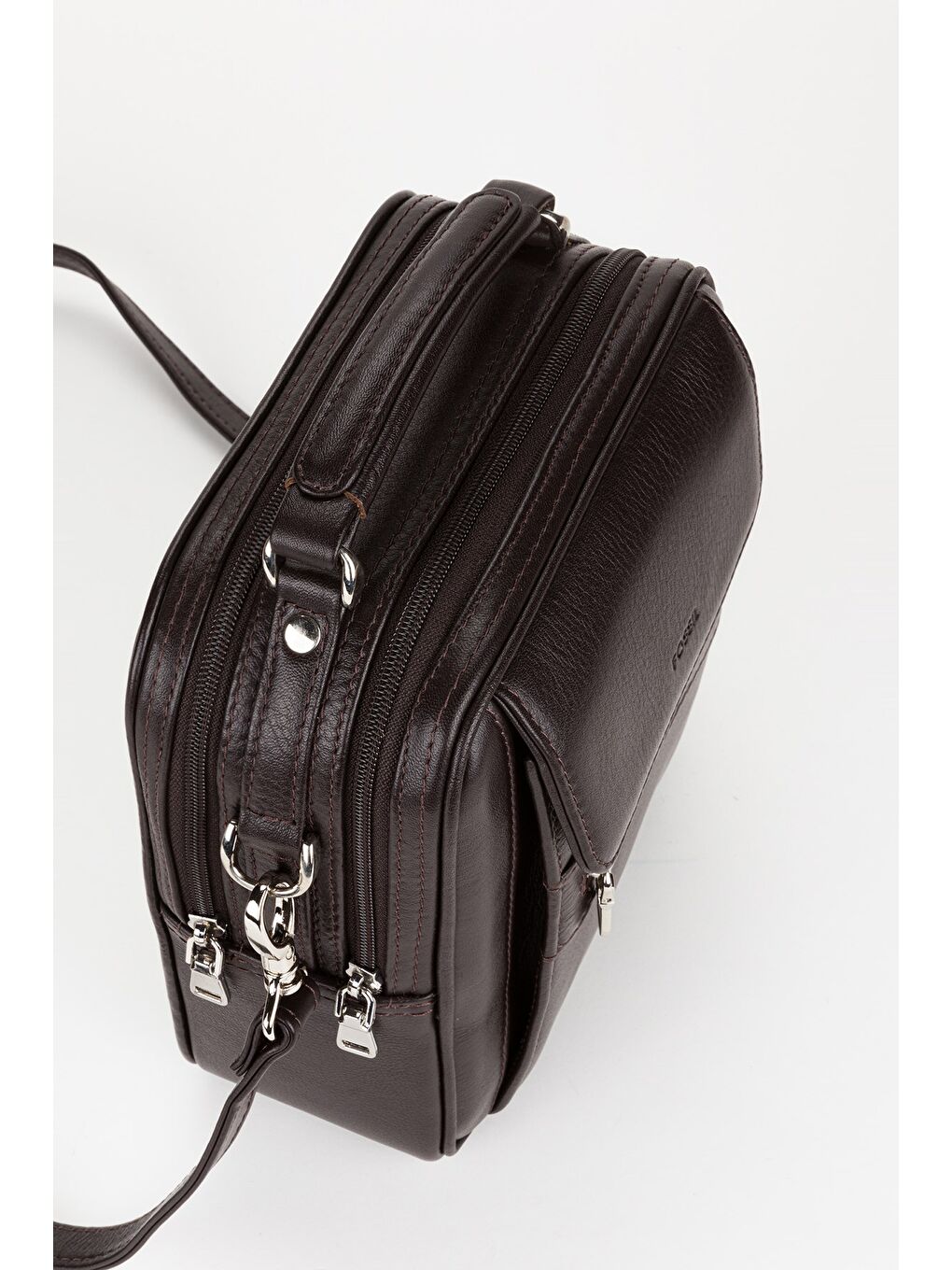 Kahverengi %100 Hakiki Deri Erkek Orta Boy El ve Çapraz Omuz Çantası-3