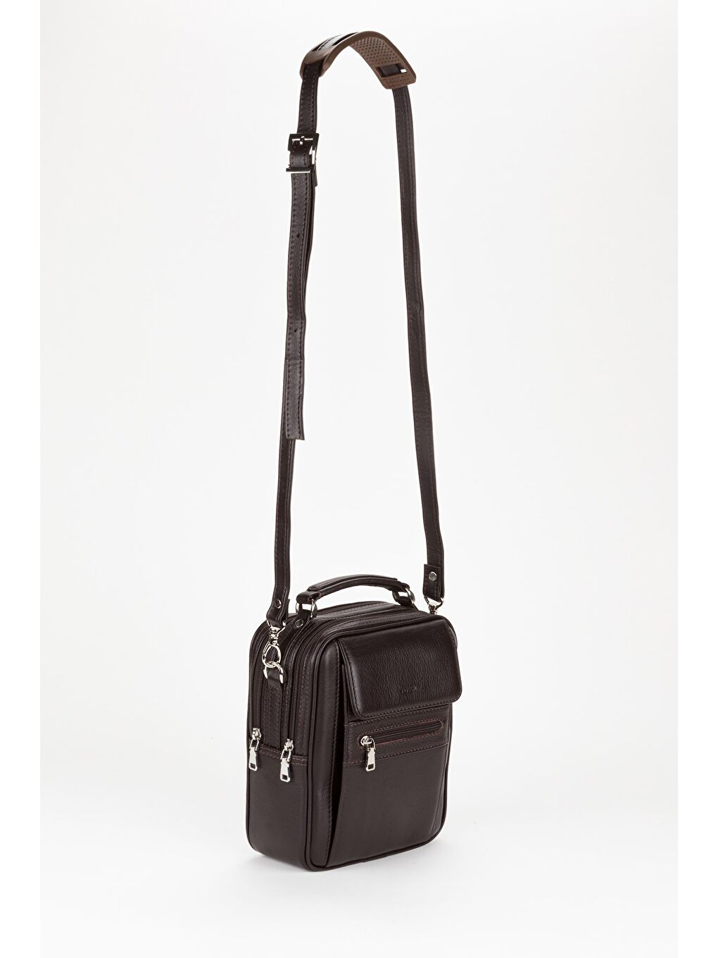 Kahverengi %100 Hakiki Deri Erkek Orta Boy El ve Çapraz Omuz Çantası-6