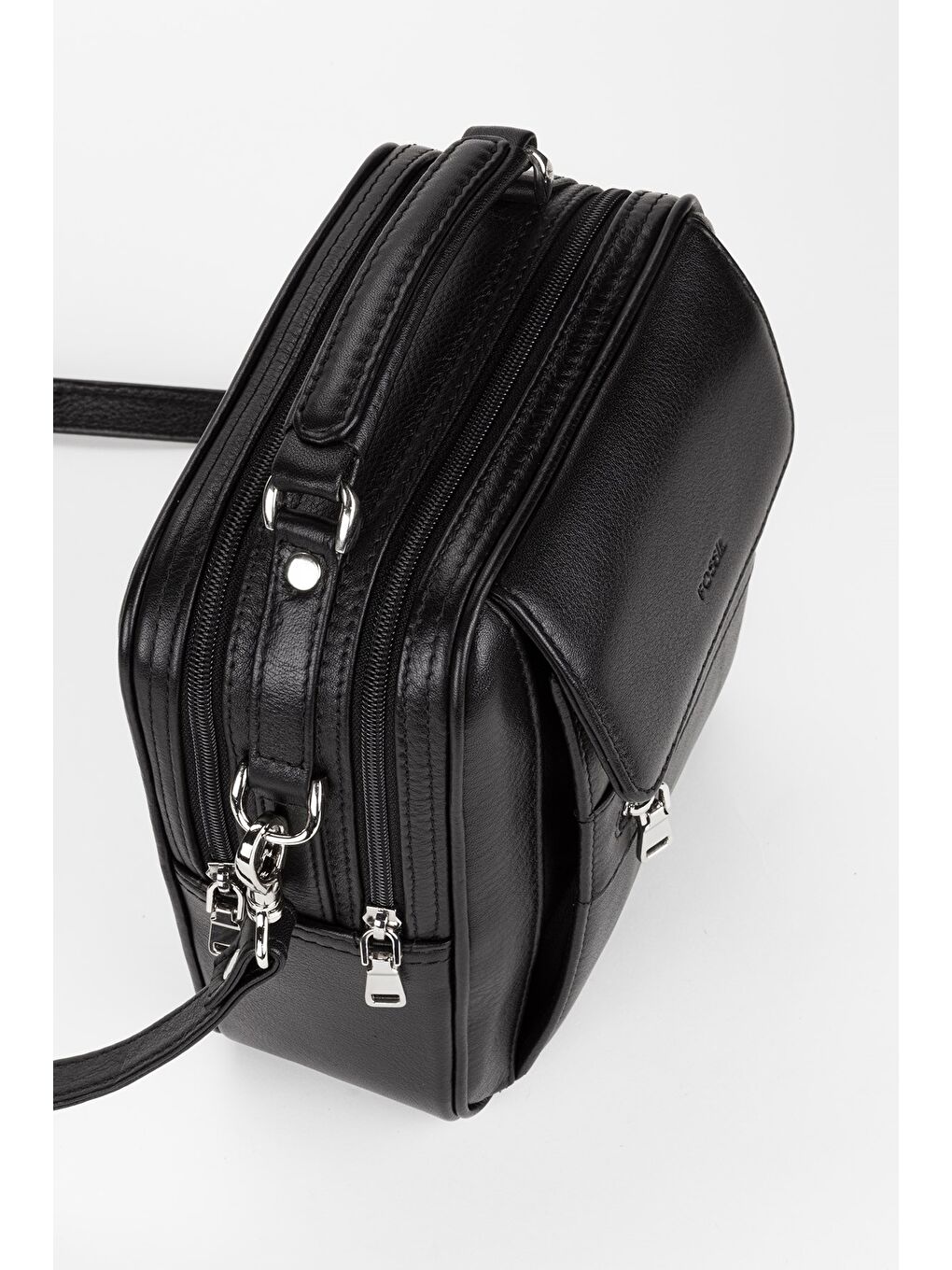 Siyah %100 Hakiki Deri Erkek Orta Boy El ve Çapraz Omuz Çantası-3