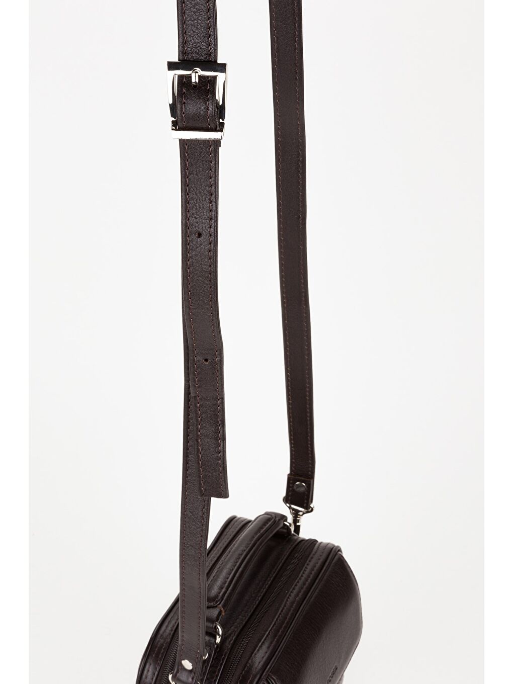 Kahverengi %100 Hakiki Deri Erkek Orta Boy El ve Çapraz Omuz Çantası-7