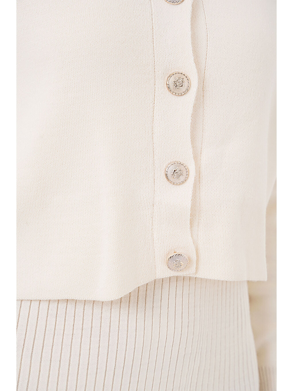 Kadın Hırka Elbise Triko İkili Takım 15960 - Ekru-4