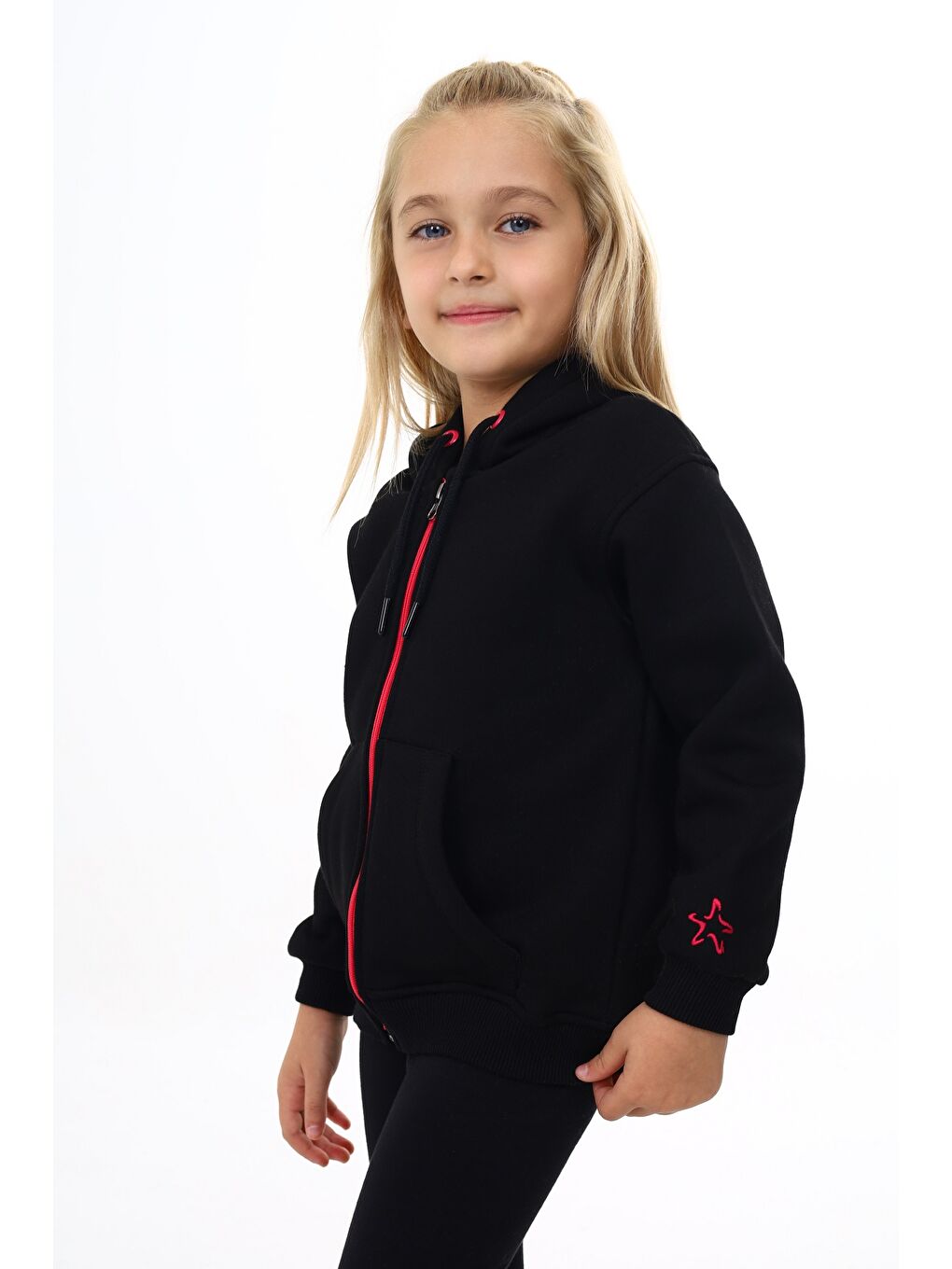 Toontoykids Siyah Kız Çocuk Nakışlı Fermuarlı Sweatshirt - 2