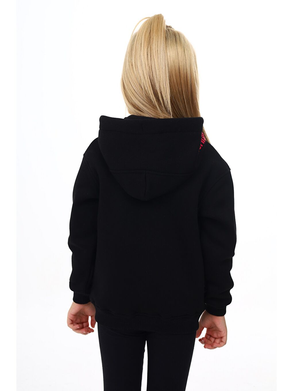 Toontoykids Siyah Kız Çocuk Nakışlı Fermuarlı Sweatshirt - 3