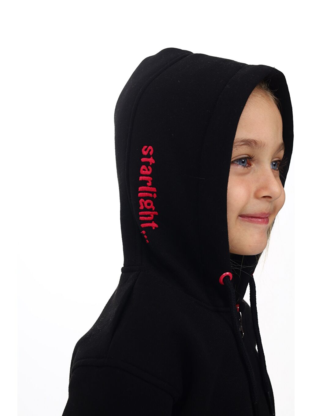 Toontoykids Siyah Kız Çocuk Nakışlı Fermuarlı Sweatshirt - 4