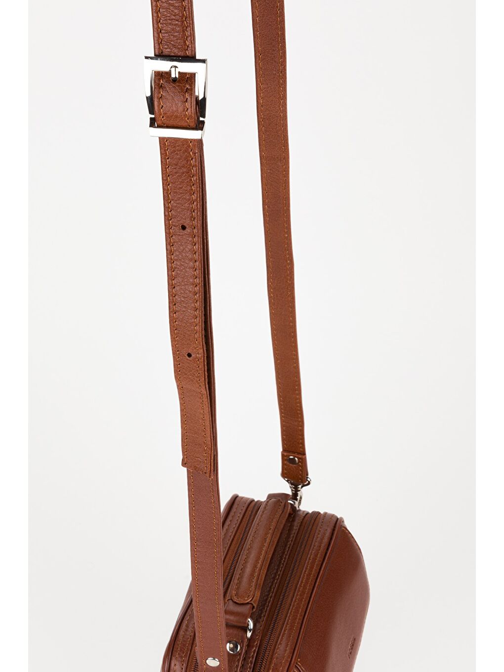 Kahverengi %100 Hakiki Deri Erkek Orta Boy El ve Çapraz Omuz Çantası-7