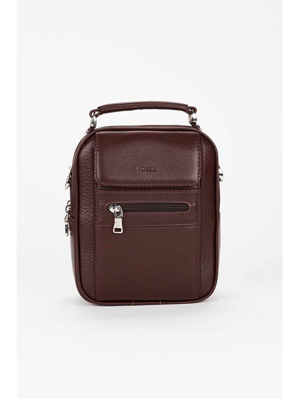 Kahverengi %100 Hakiki Deri Erkek Küçük Boy El ve Çapraz Omuz Çantası