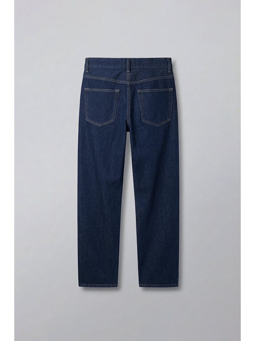 Erkek Relaxed Straight Fit Kontrast Dikişli Jean Pantolon Lacivert-1