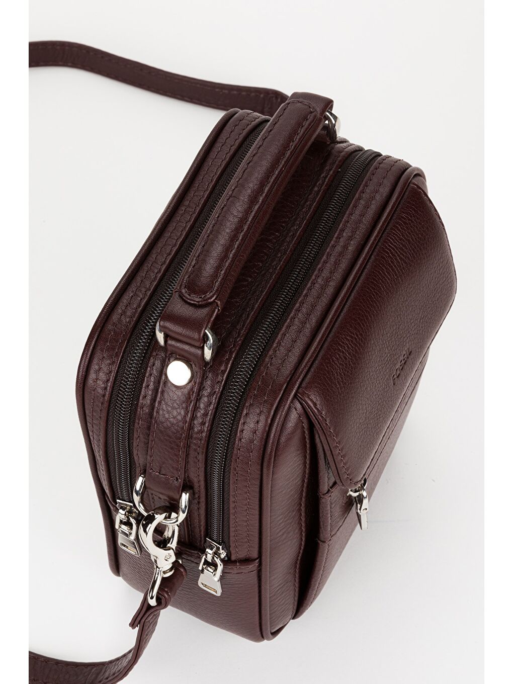 Kahverengi %100 Hakiki Deri Erkek Küçük Boy El ve Çapraz Omuz Çantası-3