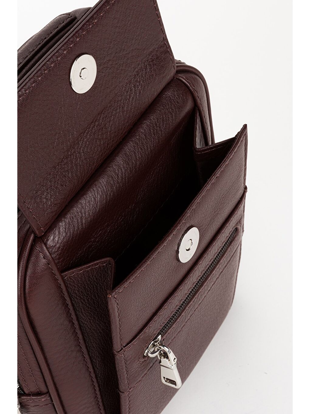 Kahverengi %100 Hakiki Deri Erkek Küçük Boy El ve Çapraz Omuz Çantası-5