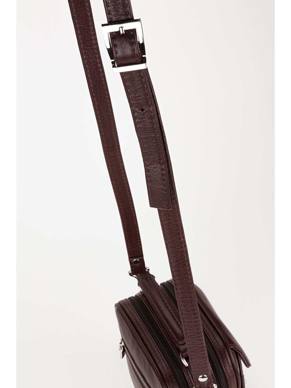 Kahverengi %100 Hakiki Deri Erkek Küçük Boy El ve Çapraz Omuz Çantası-7