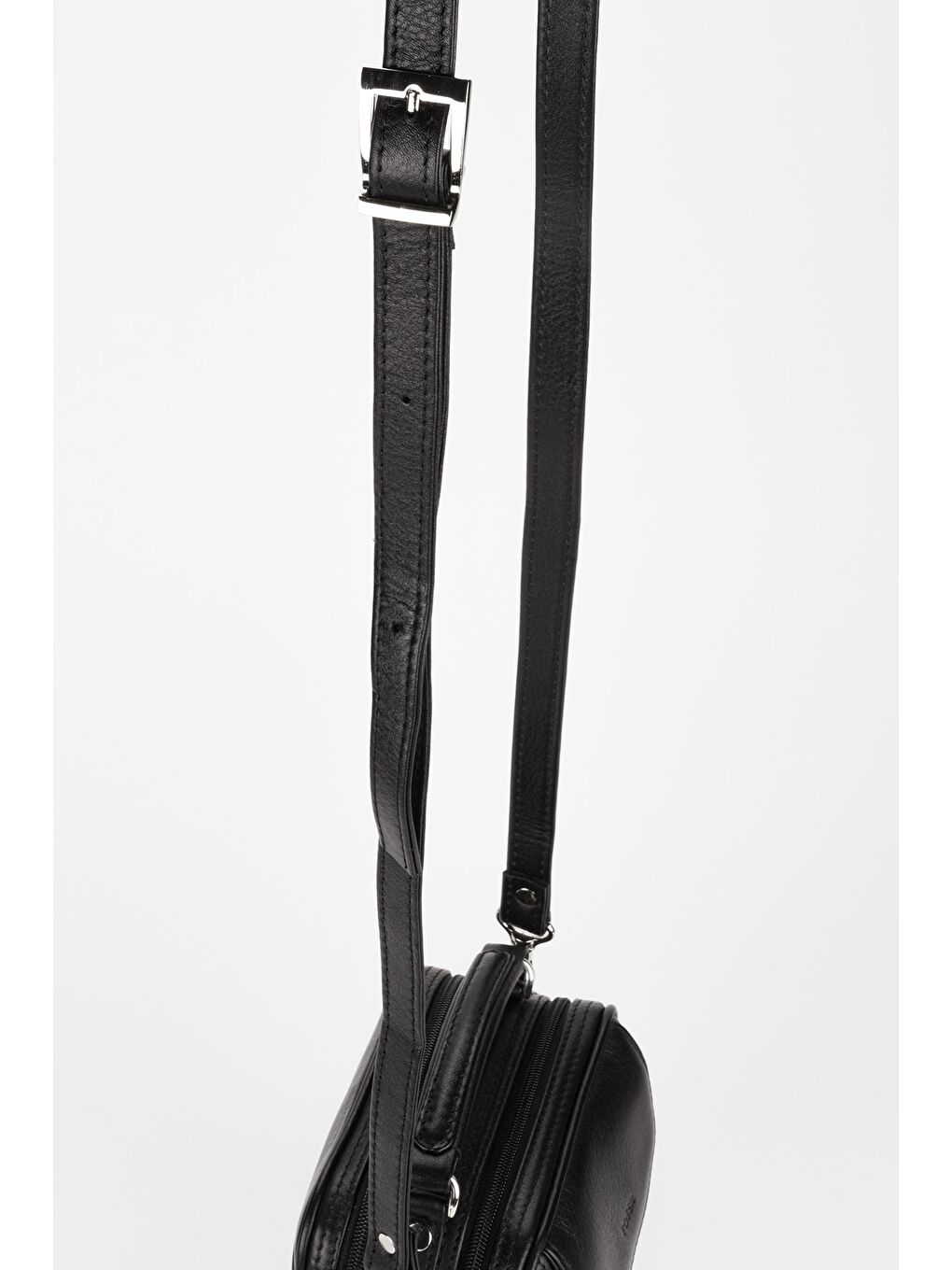 Siyah %100 Hakiki Deri Erkek Küçük Boy El ve Çapraz Omuz Çantası-7