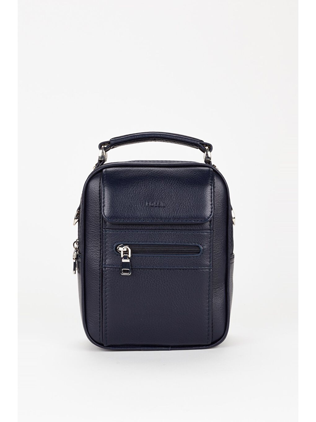 Lacivert %100 Hakiki Deri Erkek Küçük Boy El ve Çapraz Omuz Çantası