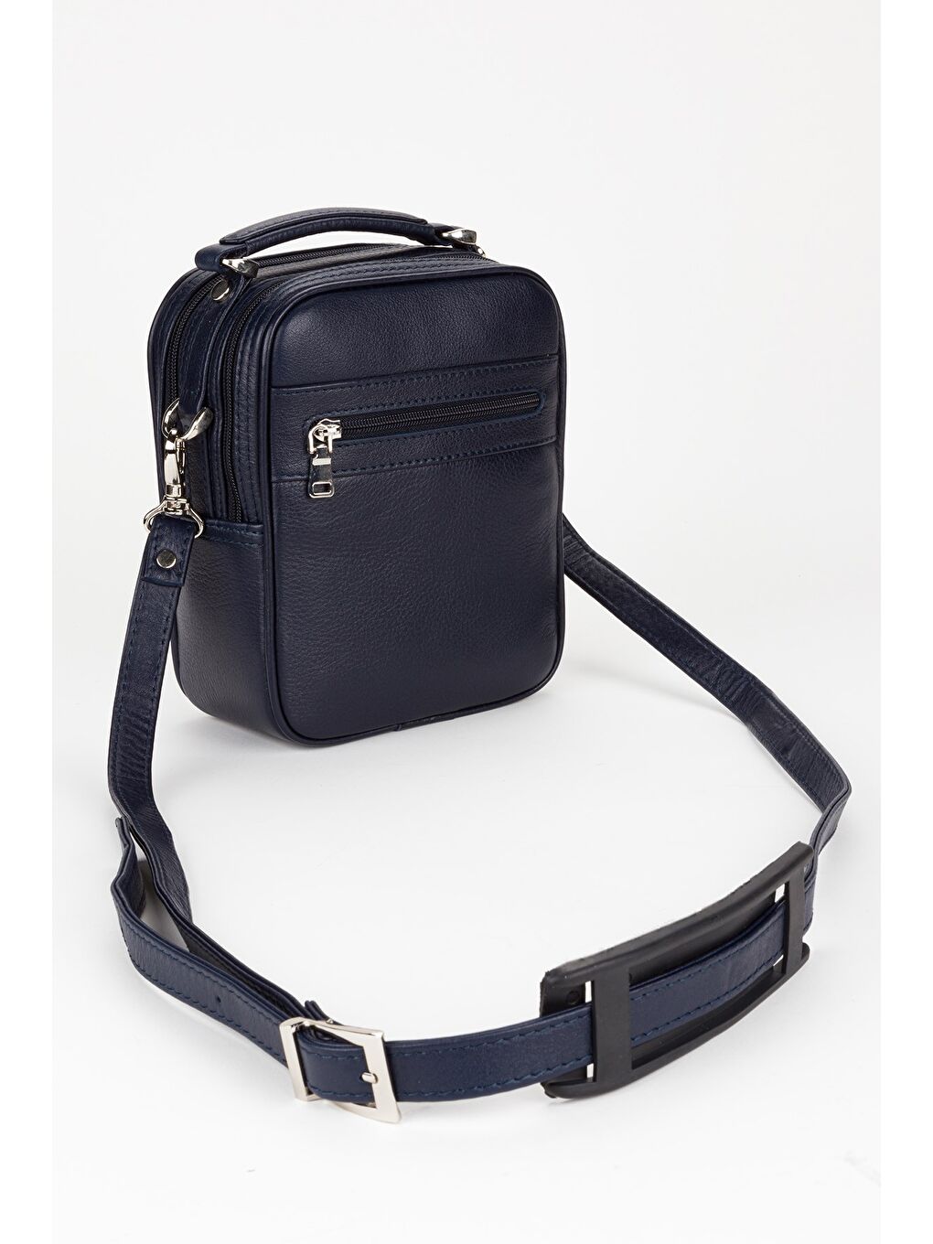 Lacivert %100 Hakiki Deri Erkek Küçük Boy El ve Çapraz Omuz Çantası-2