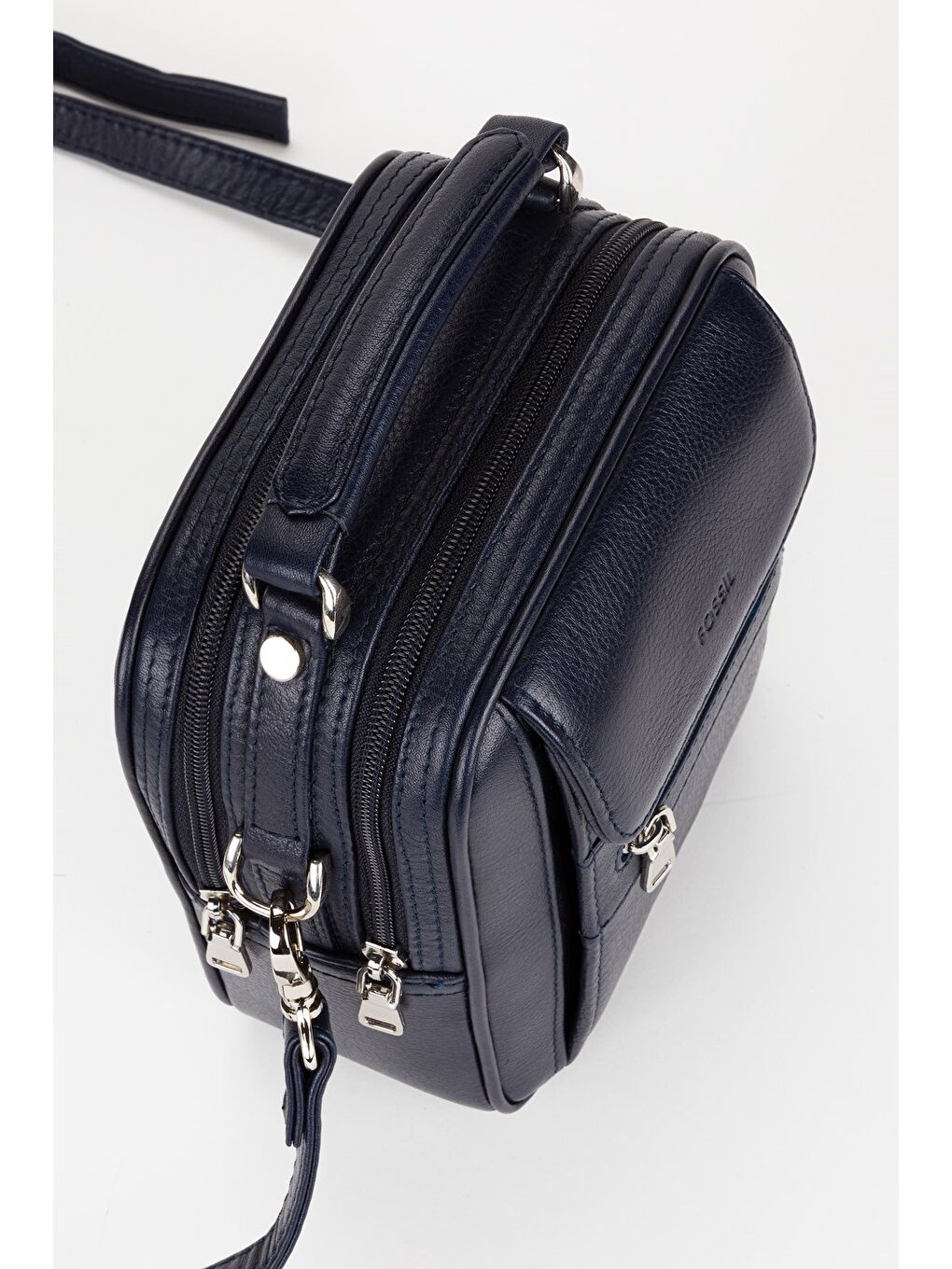 Lacivert %100 Hakiki Deri Erkek Küçük Boy El ve Çapraz Omuz Çantası-3