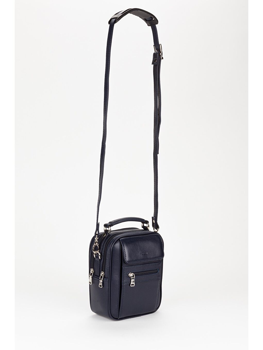 Lacivert %100 Hakiki Deri Erkek Küçük Boy El ve Çapraz Omuz Çantası-6