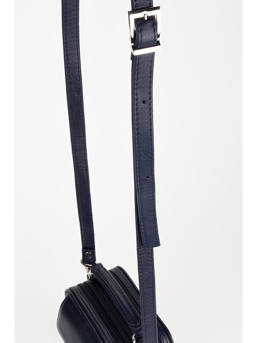 Lacivert %100 Hakiki Deri Erkek Küçük Boy El ve Çapraz Omuz Çantası-7