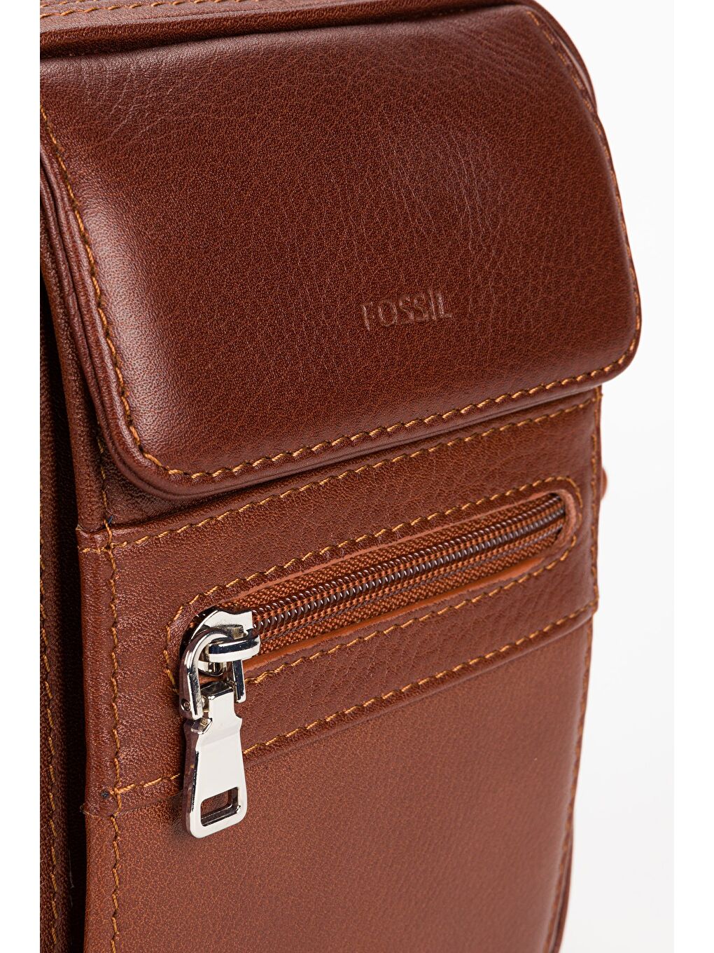 Kahverengi %100 Hakiki Deri Erkek Küçük Boy El ve Çapraz Omuz Çantası-4