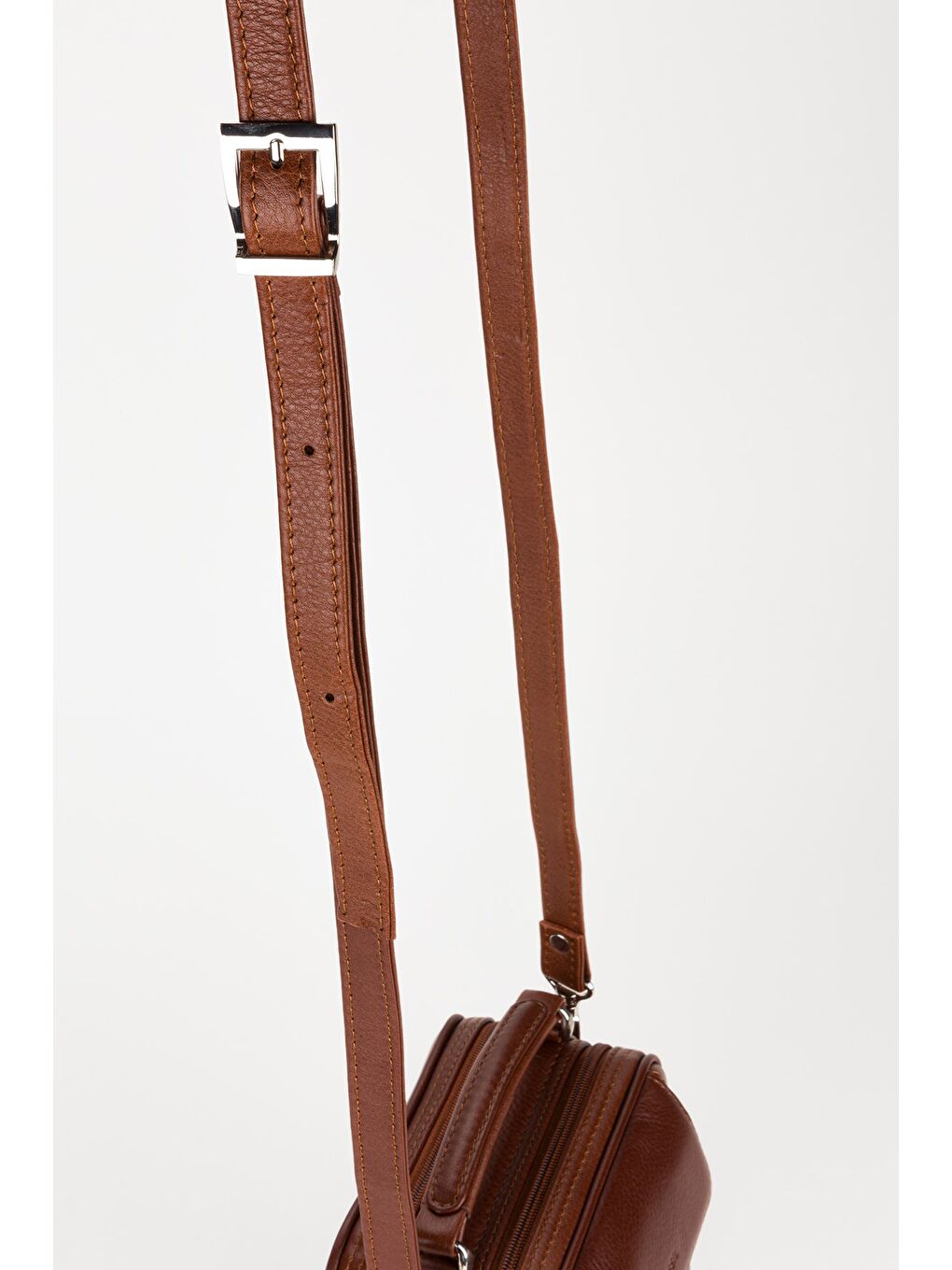 Kahverengi %100 Hakiki Deri Erkek Küçük Boy El ve Çapraz Omuz Çantası-7