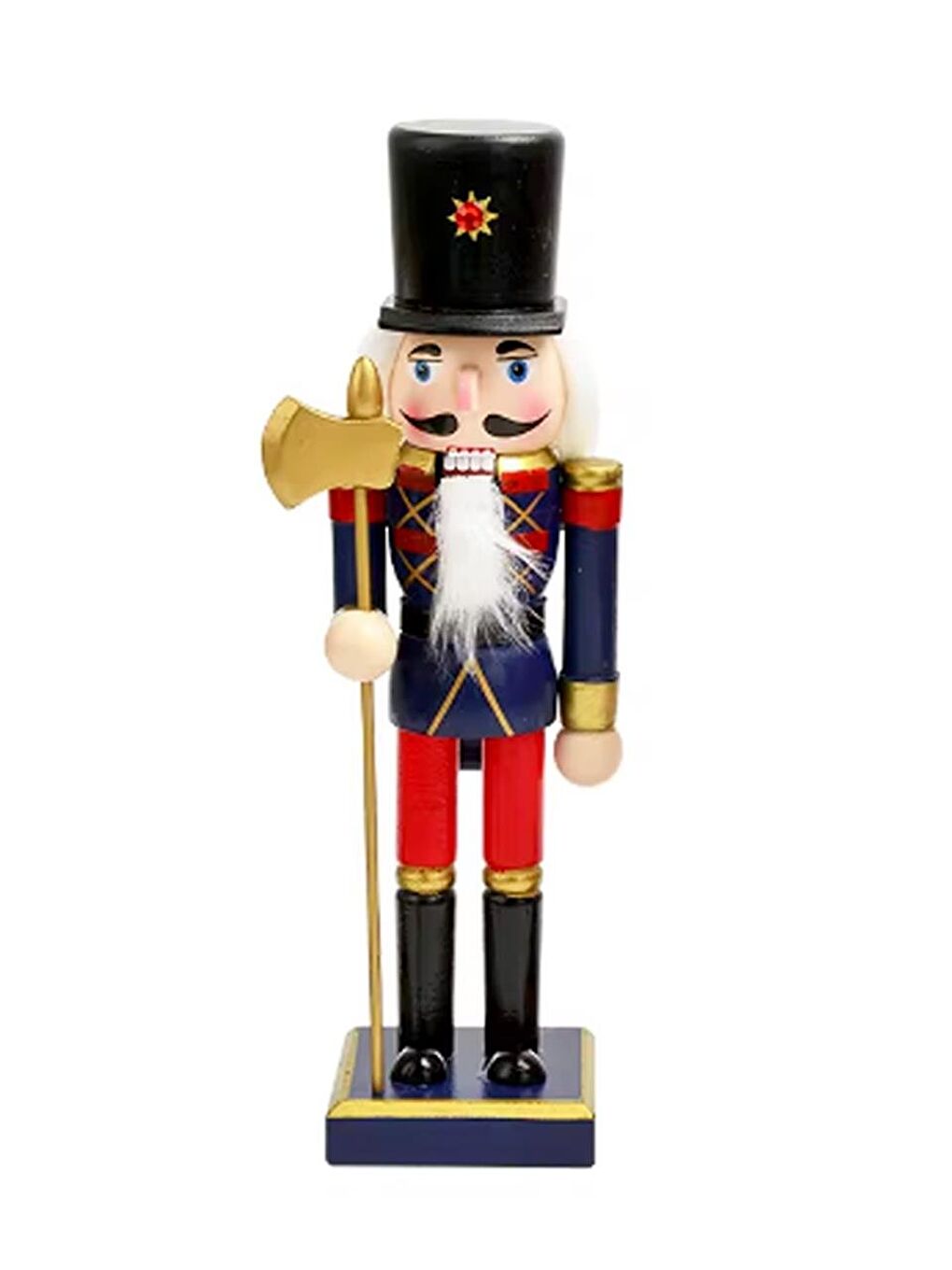 Yılbaşı Dekor Süsü Fındıkkıran Kurşun Asker Baltalı Lacivert Kırmızı 25 cm-1