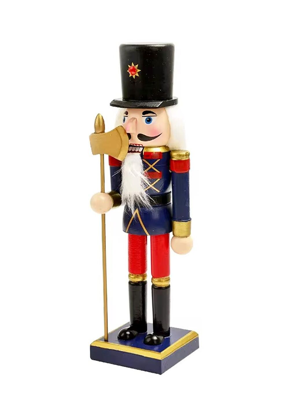 Yılbaşı Dekor Süsü Fındıkkıran Kurşun Asker Baltalı Lacivert Kırmızı 25 cm-2