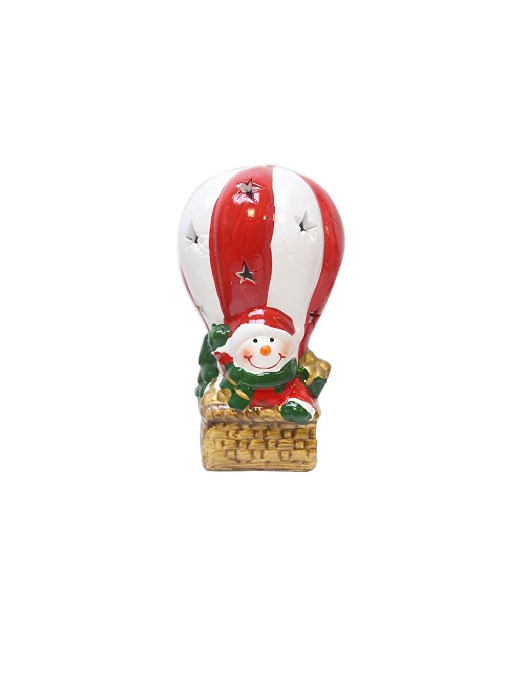 Kırmızı Yılbaşı Hediyelik Seramik Dekor Süsü Işıklı Noel Baba Biblo 13 cm-1