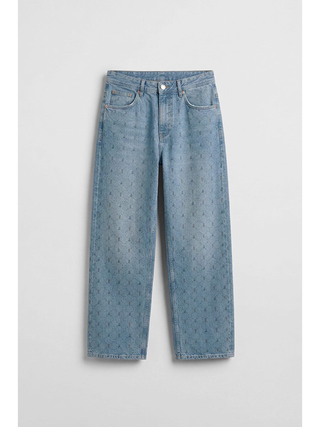 Erkek Baggy Vintage Efektli Jean Pantolon Mavi