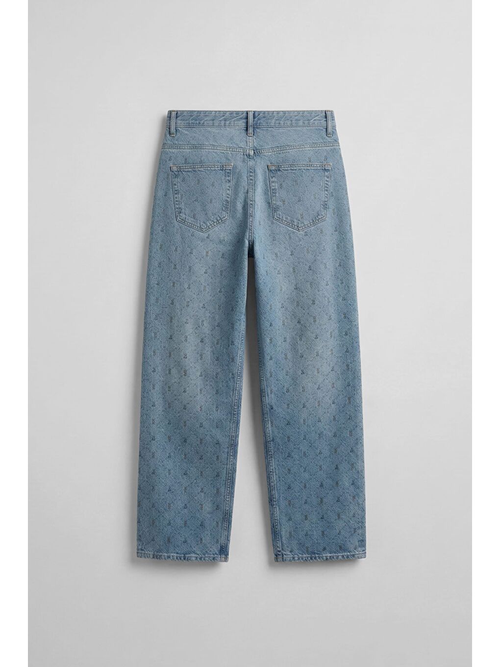 Erkek Baggy Vintage Efektli Jean Pantolon Mavi-1