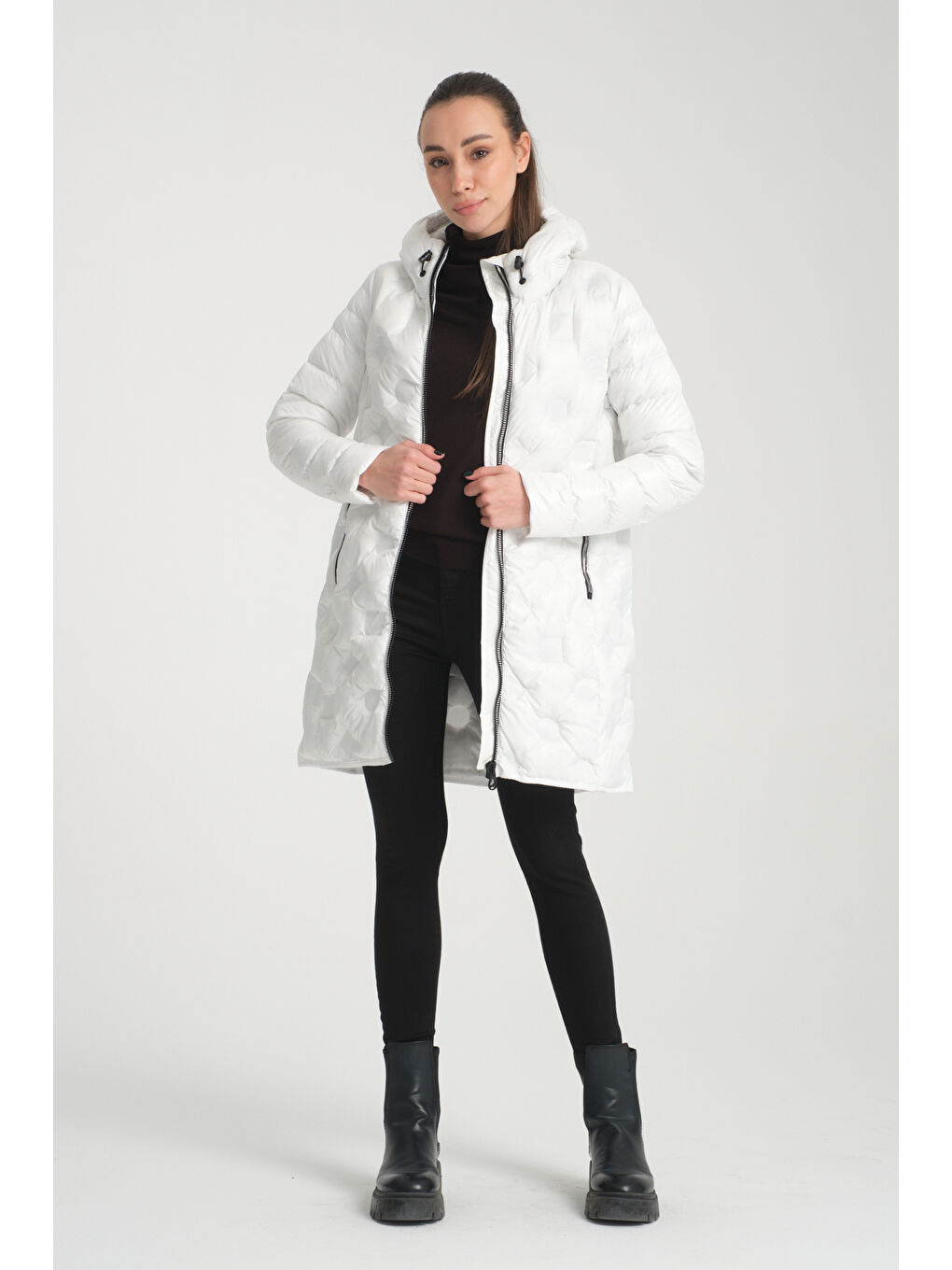 Beyaz Kadın Mont 4136-1