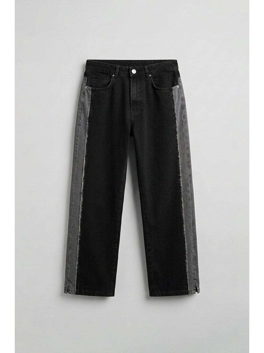 Erkek Süper Baggy Yan Panel Detaylı Jean Pantolon Siyah