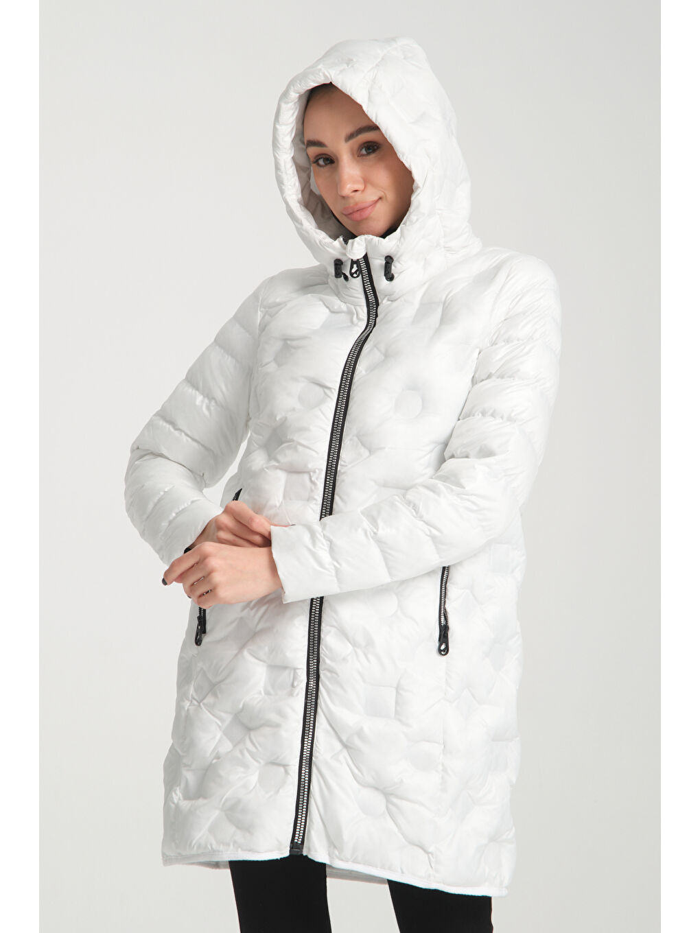 Beyaz Kadın Mont 4136-4