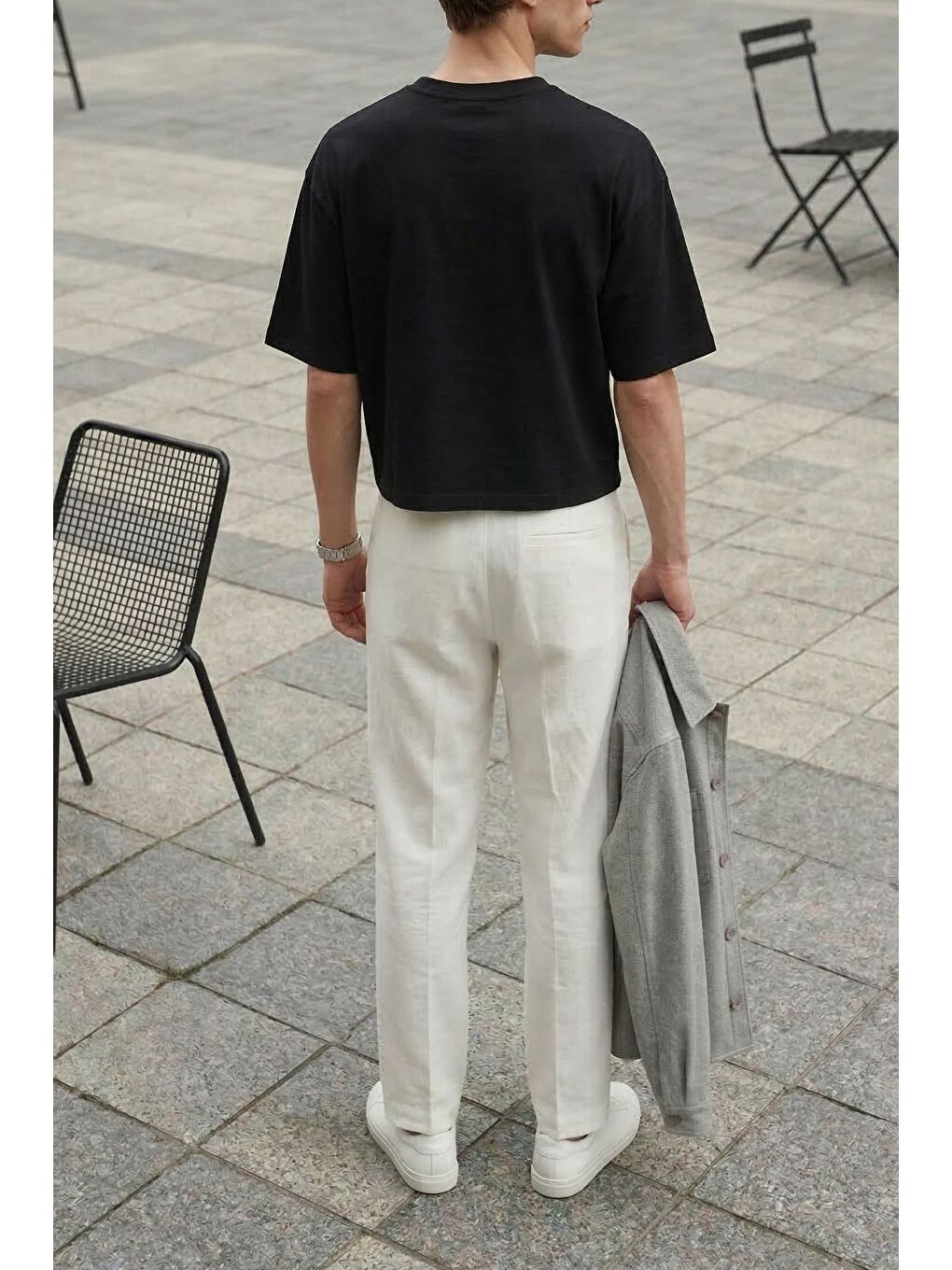 Erkek Oversize Basic %100 Pamuklu T-Shirt Siyah-3