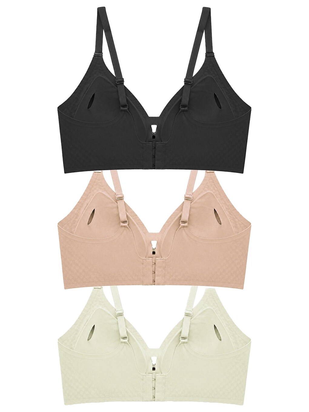 Siyah Seamless Bra - Elune | Lazer Kesim Balensiz Dekolte Taş Detaylı Dikişsiz Kadın Sütyen 3'Lü Paket-2-1