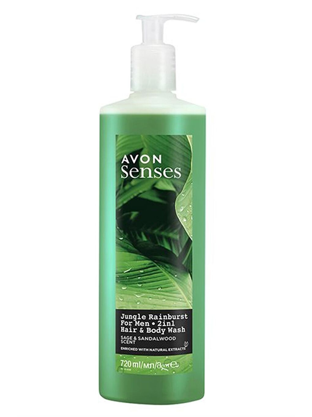 AVON Renksiz Senses Jungle Rainburst Adaçayı ve Sandal Ağacı Kokulu Erkek Saç ve Vücut Şampuanı 720 Ml.