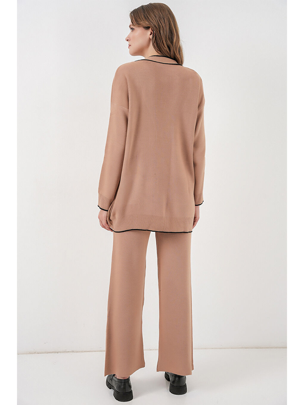 Sarı Kadın Cepli Hırka Triko İkili Takım 15964 - Camel-5