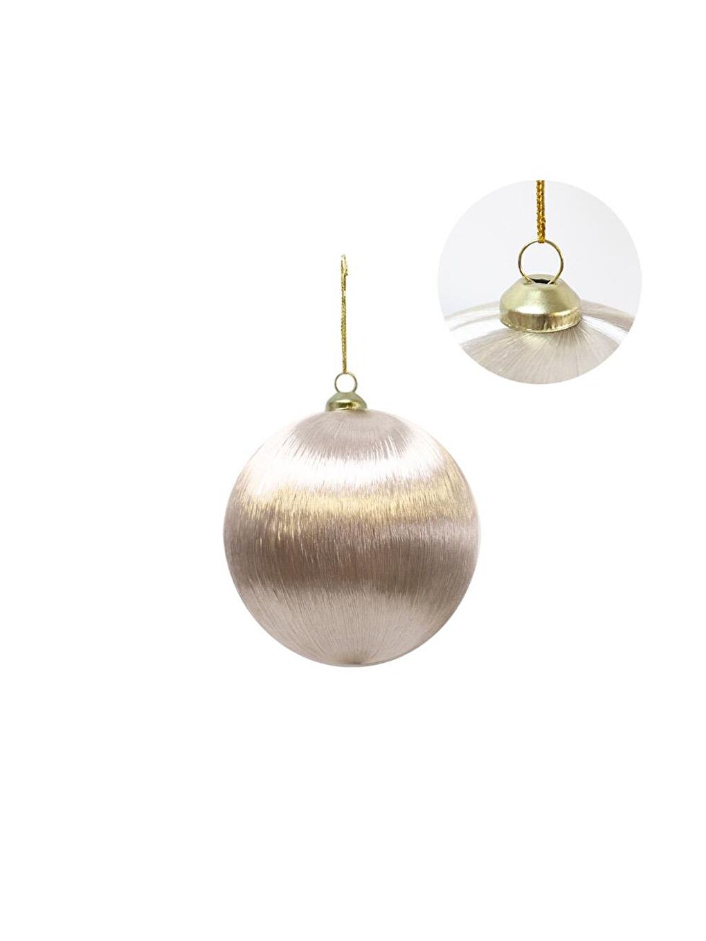 Kahverengi Yılbaşı Topu – İpek İplik Sarılı Çam Ağacı Süsü Rengi 8 cm-1