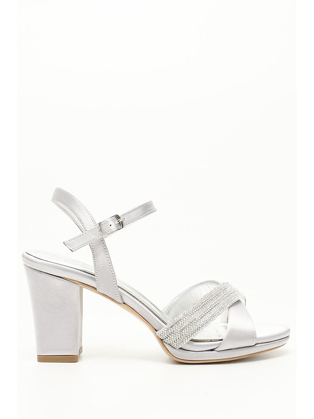 Gri GÜMÜŞ-GRİ  Kalın Ökçeli Platformlu Bantlı Kadın Sandalet 37013