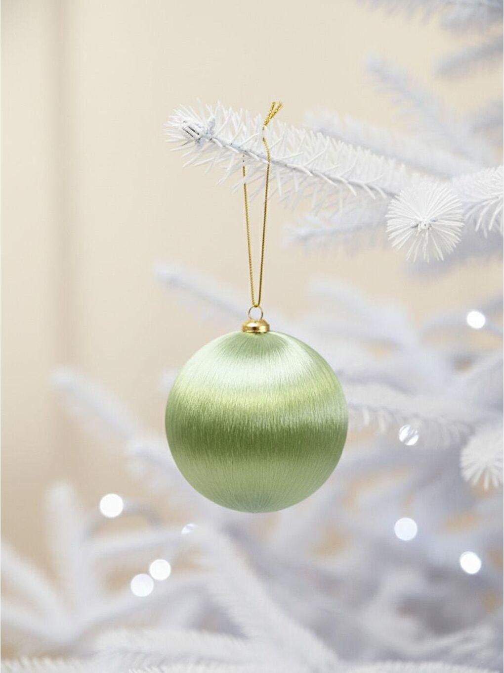 Yılbaşı Topu – İpek İplik Sarılı Çam Ağacı Süsü Yağ Yeşili 8 cm-1