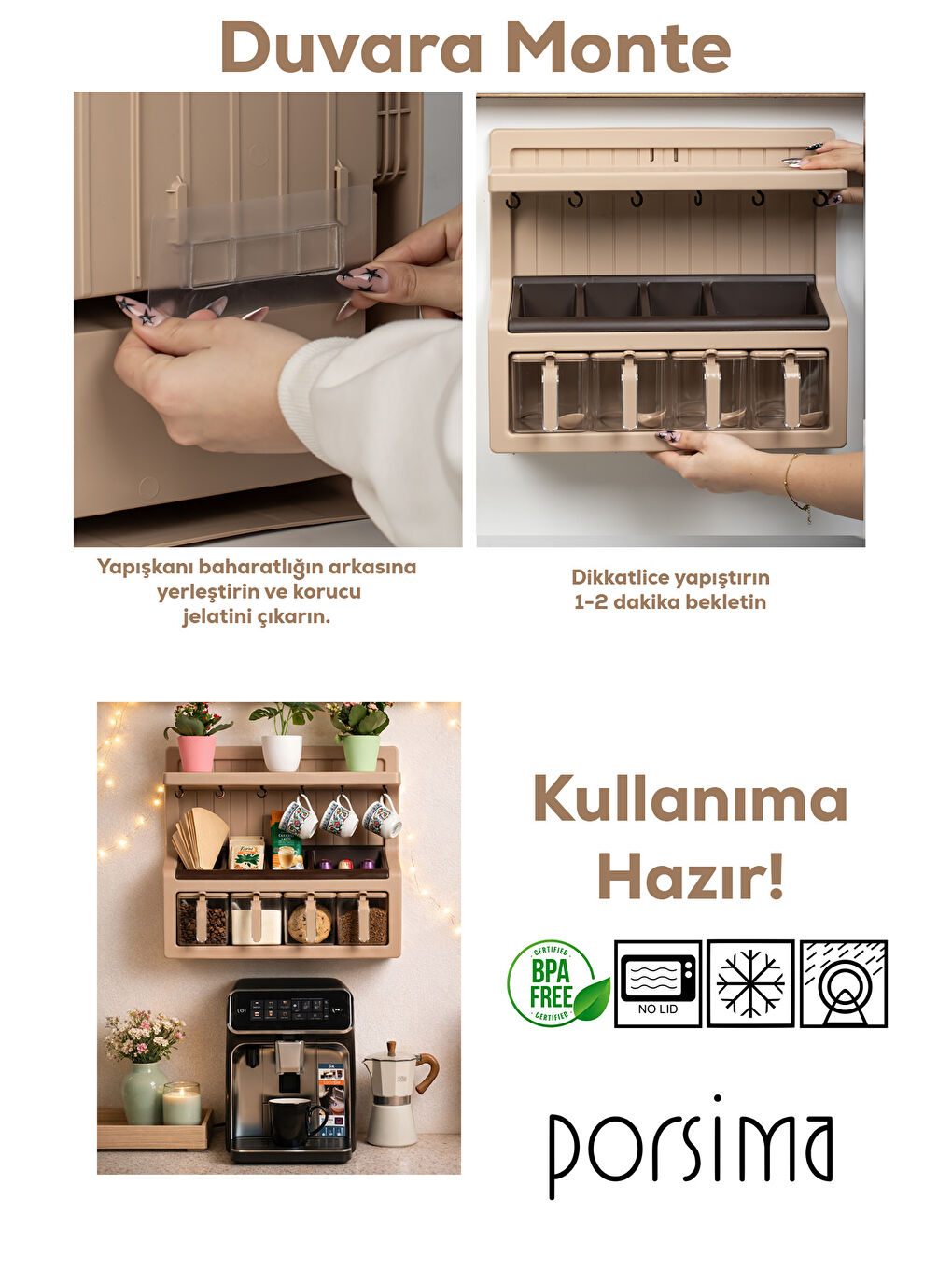 Kahverengi 5337 Kendinden Yapışkanlı Standlı Etiketli 4lü Kahve Köşesi Seti Kahvelik Takımı - Moka-2
