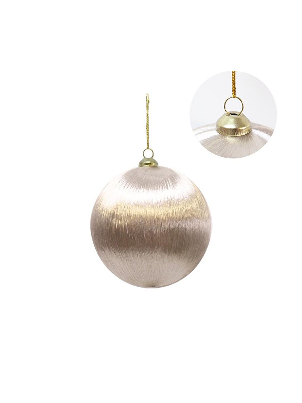 Kahverengi Yılbaşı Topu – İpek İplik Sarılı Çam Ağacı Süsü Rengi 10 cm-1