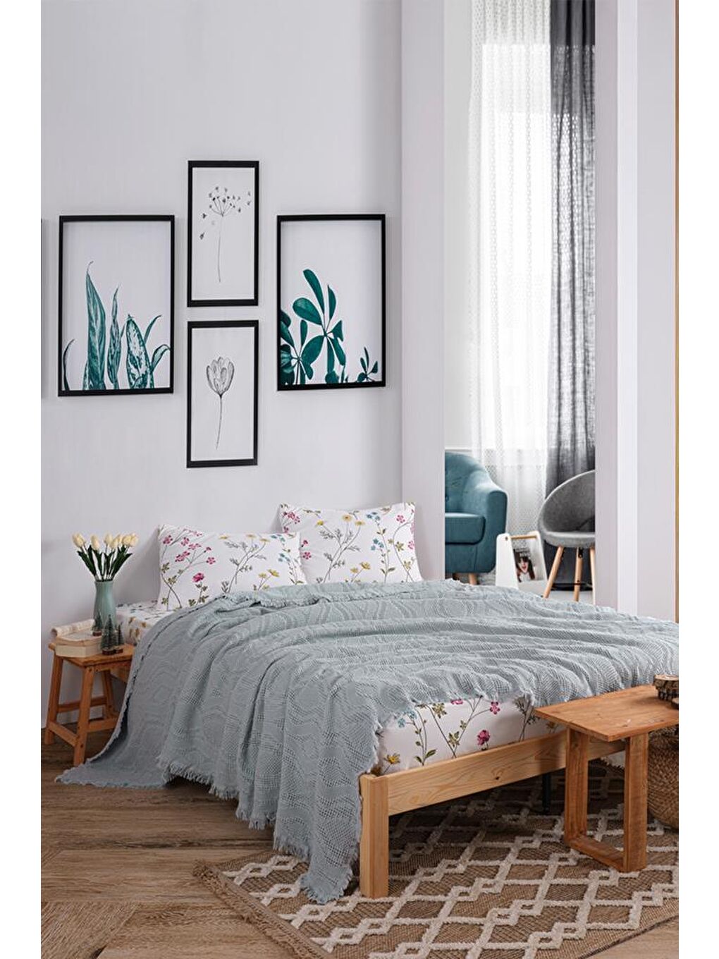 Şalemar 4 Parça Çift Kişilik Pike Takımı Yeşil