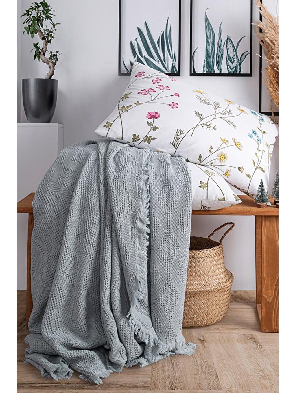 Şalemar 4 Parça Çift Kişilik Pike Takımı Yeşil-1