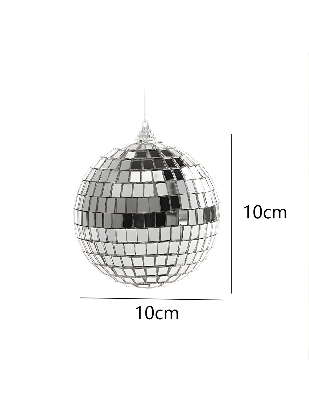 Gri Yılbaşı Topları Aynalı Disko Topu Çam Ağacı Süsü Gümüş 10 cm-1