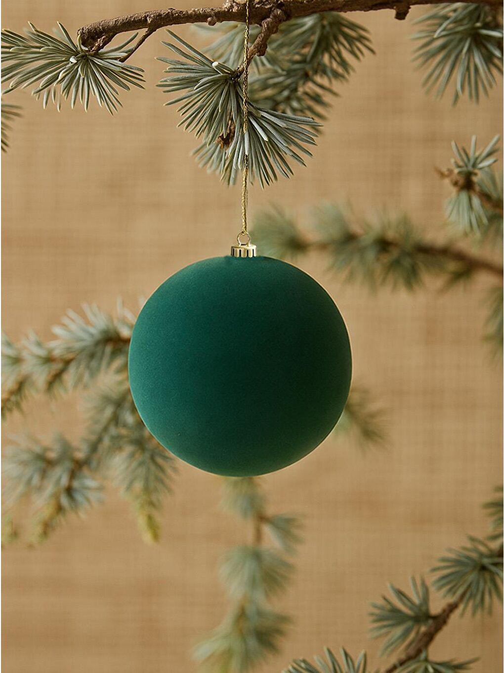 Kadife Yılbaşı Topu – Çam Ağacı Süsü Yeşil 12 cm 3'lü