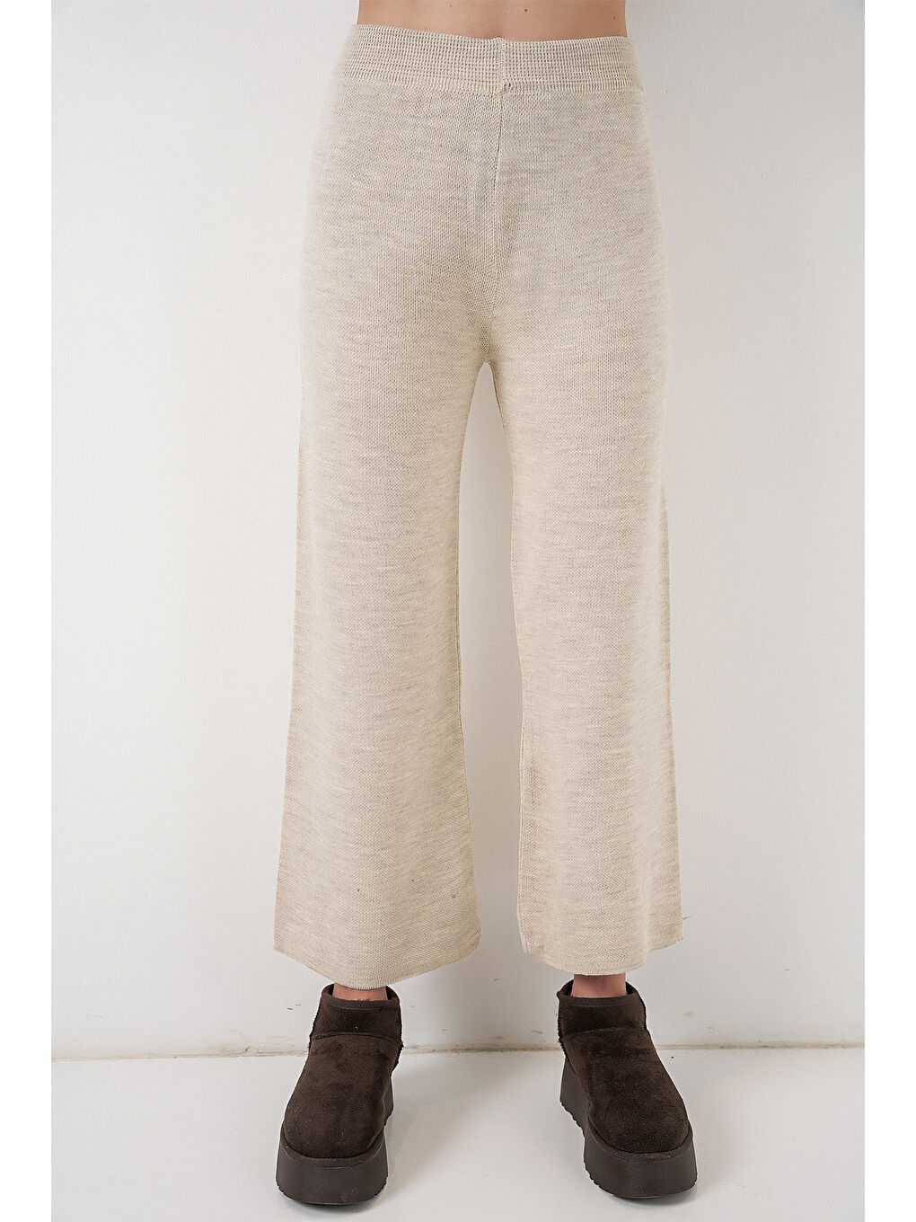 Kadın Cepli Hırka Triko İkili Takım 15964 - Ekru-1