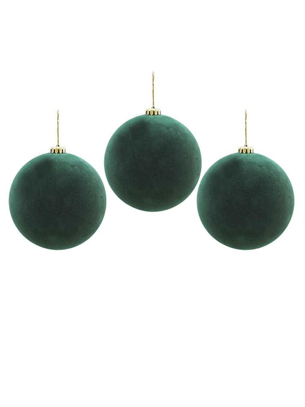 Kadife Yılbaşı Topu – Çam Ağacı Süsü Yeşil 12 cm 3'lü-1