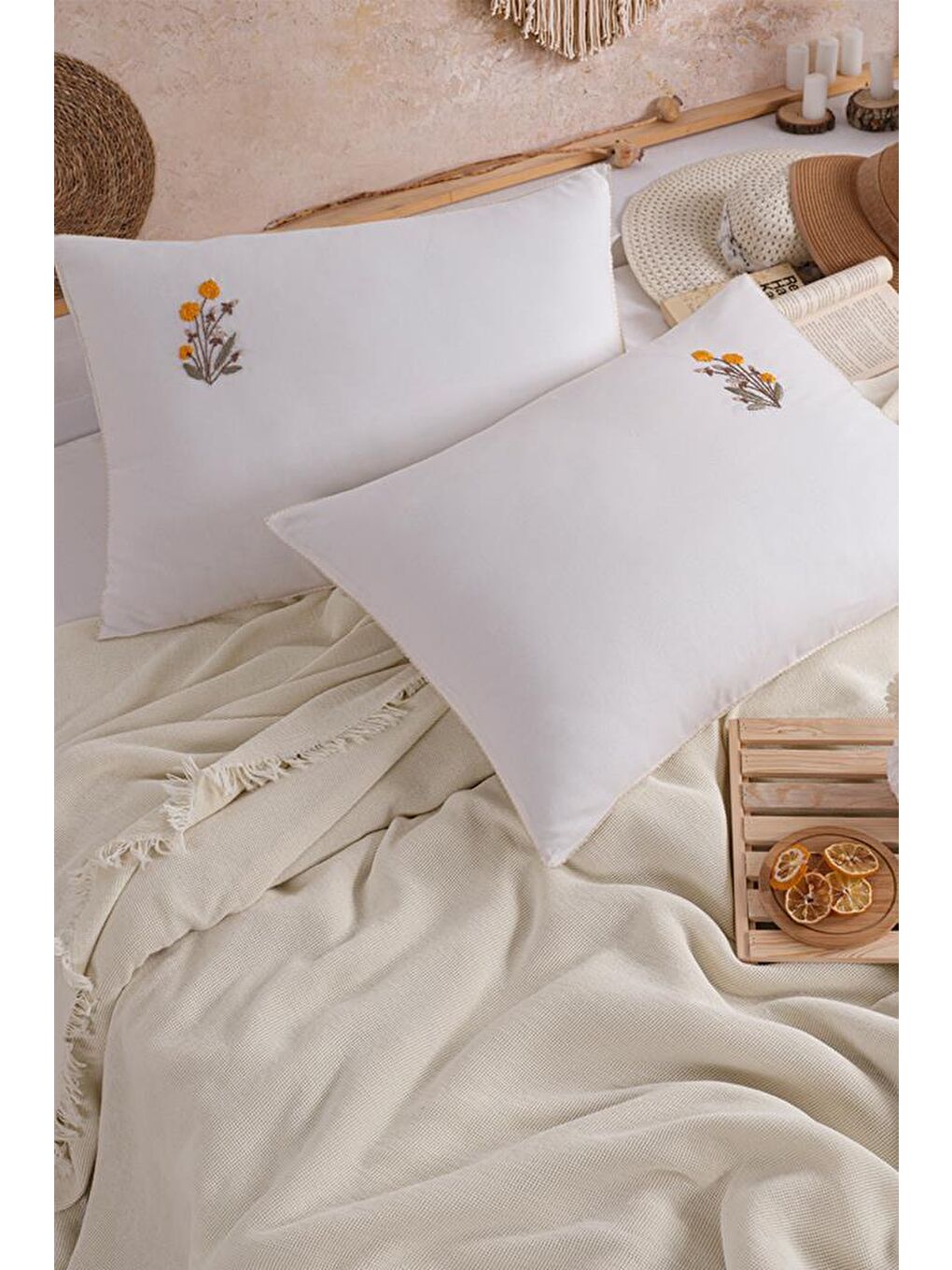 Missera 4 Parça Çift Kişilik Pike Takımı Ekru-1