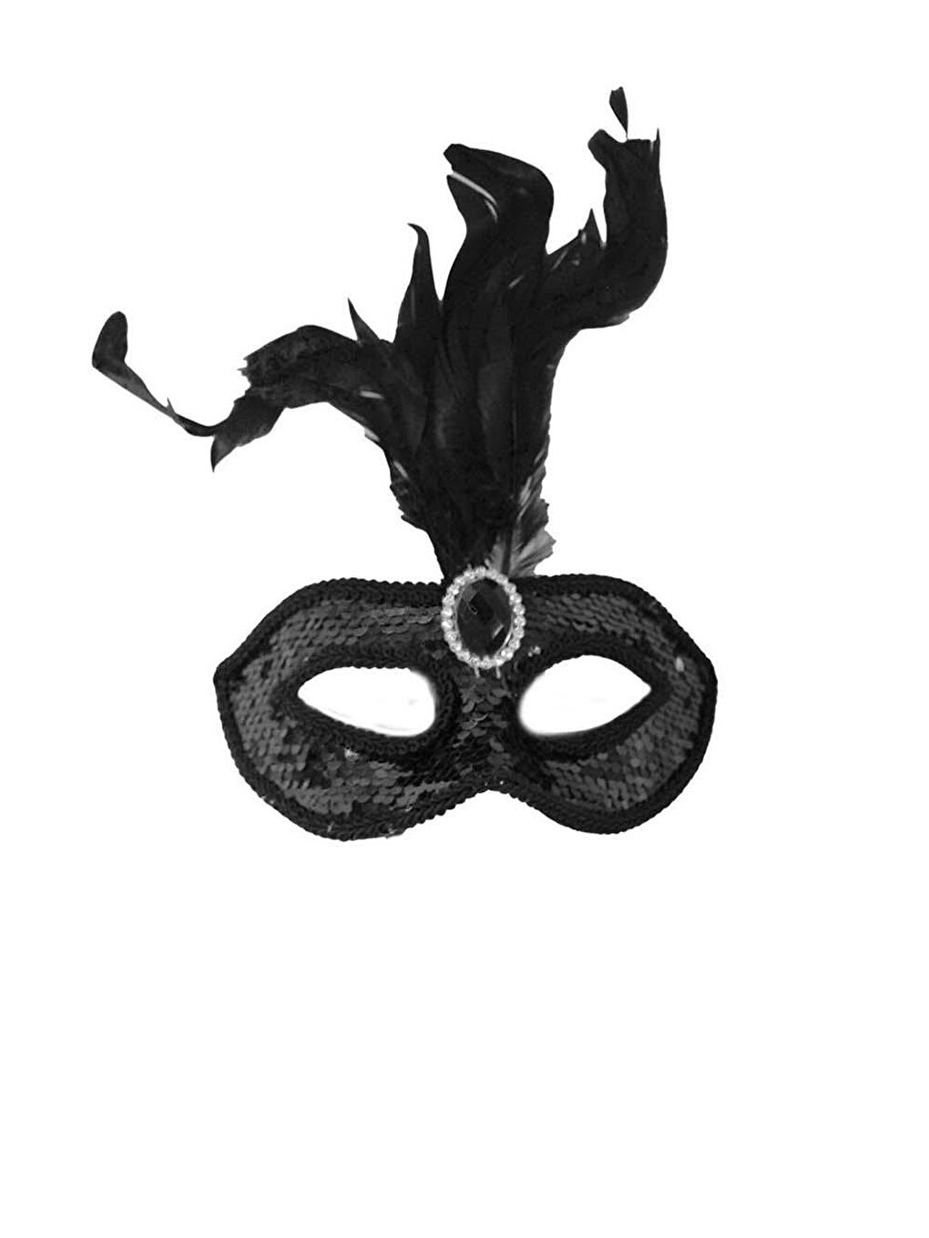 Tüylü Parti Maskesi Payet Pullu Maske Balo Parti Kostüm Aksesuarı Siyah