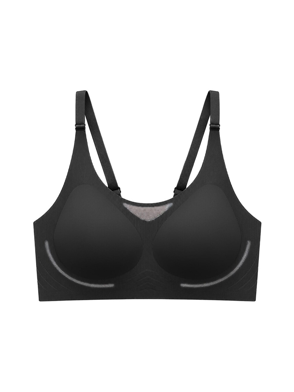 Seamless Bra - Avena | Siyah Lazer Kesim Balensiz Çizgi Dokulu Tül Detaylı Kadın Sütyen